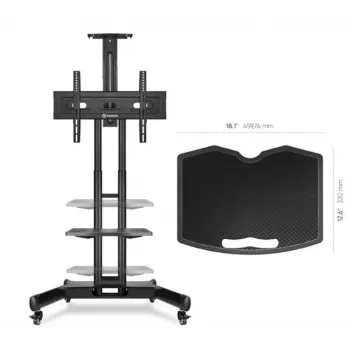 Shelf for signage display ONKRON APT1551-B, ABS and steel, 460×320×20 mm, black
