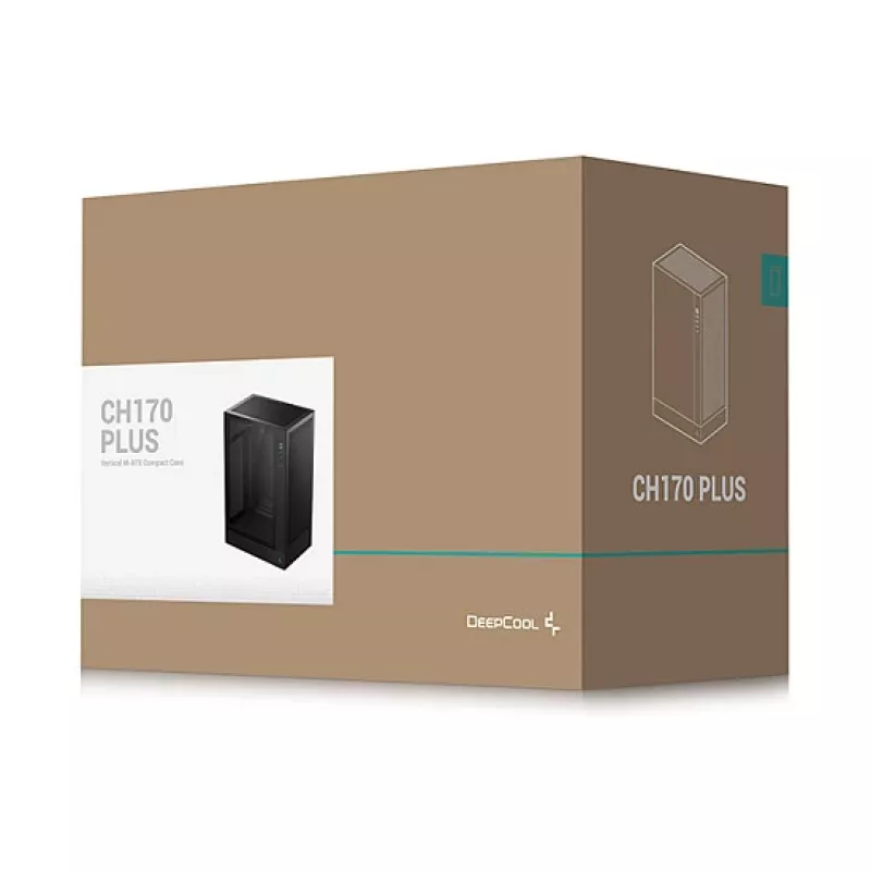 PC case DeepCool CH170 PLUS Tower Black — micro-ATX/mini-ITX, tempered glass, USB-C, top PSU