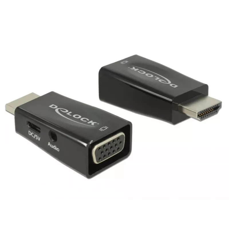 Cable Gender Changer DeLOCK 65901 HDMI A to VGA & 3.5 mm Audio Black