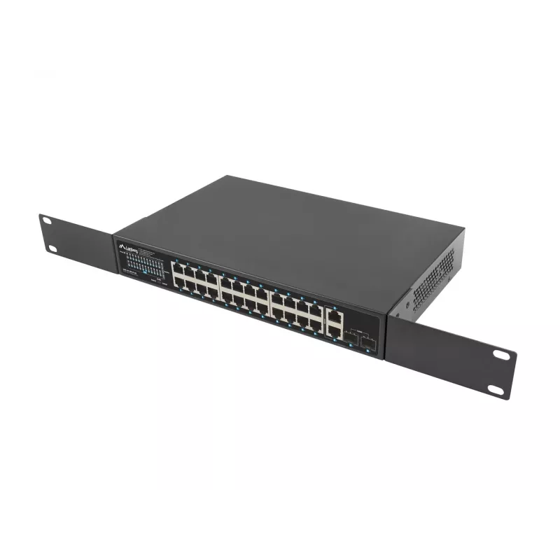 Unmanaged LANBERG switch RSGE-24P-2GE-2S-360 with 24 RJ-45 Ethernet ports