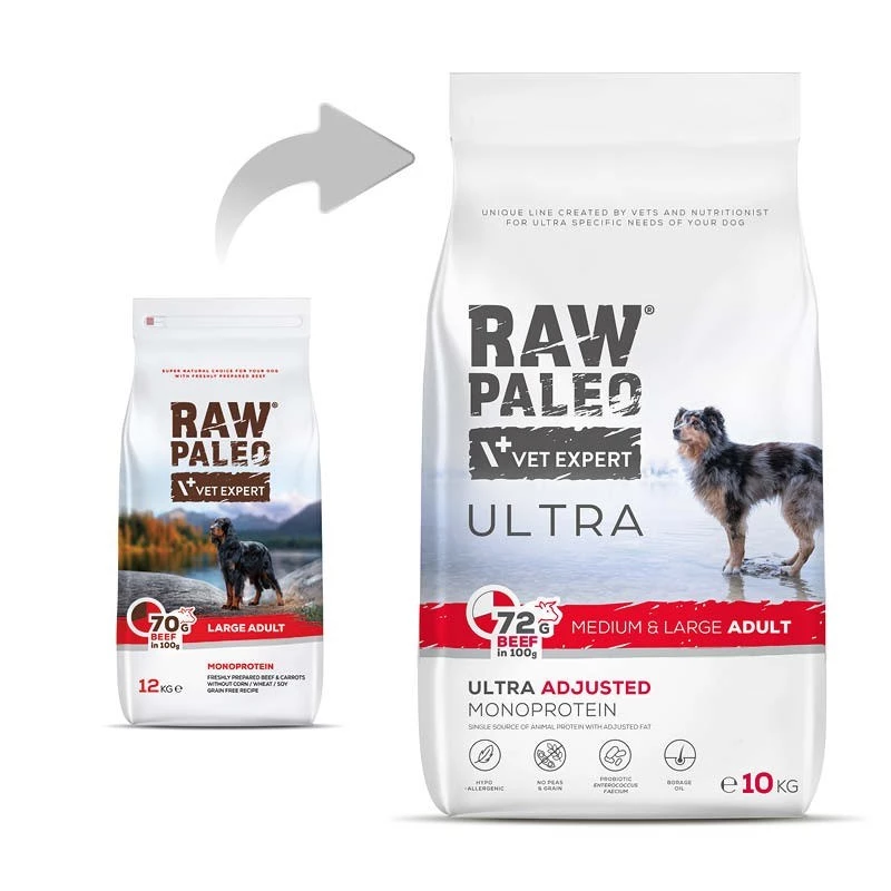 RAW PALEO Ultra Medium&Large Adult Beef - dry dog ​​food - 10 kg