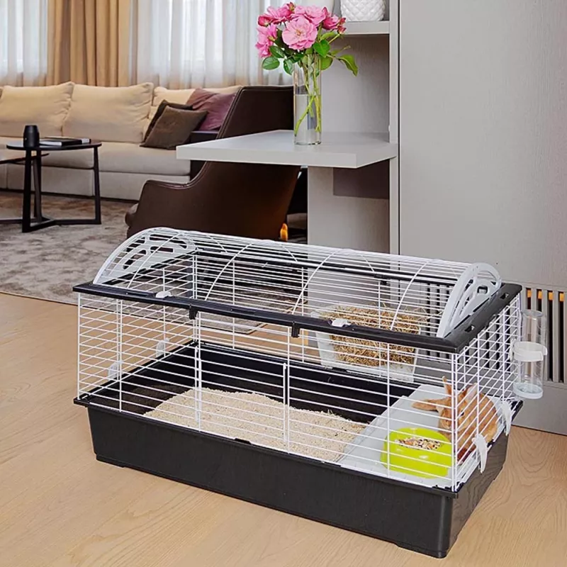 Cage FERPLAST Casita 100 for Rabbits and Guinea Pigs, Metal/Plastic, 960×570×560 mm, Taupe/White