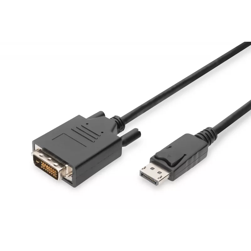 ASM AK-340301-030-S ASSMANN Cable Displayport 1.1a z zatrzaskiem Type DP/DVI-D (24+1) M/M Black 3m