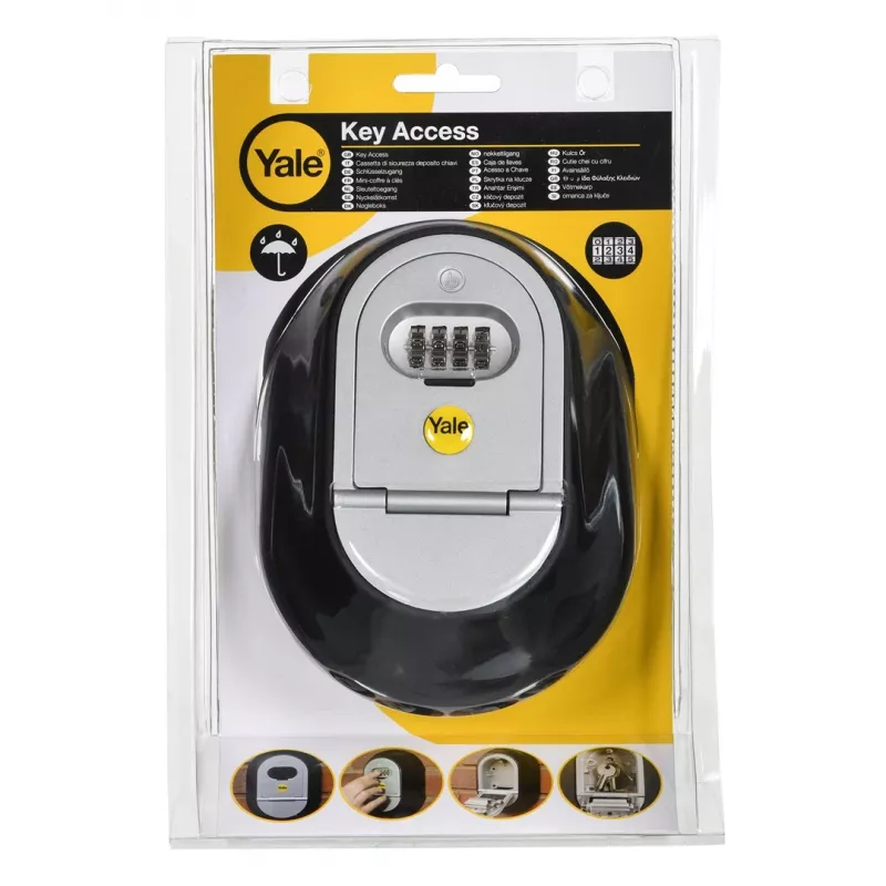 Portable safe Yale Y500 10011, key box, code lock, 130×39×187 mm, black/grey