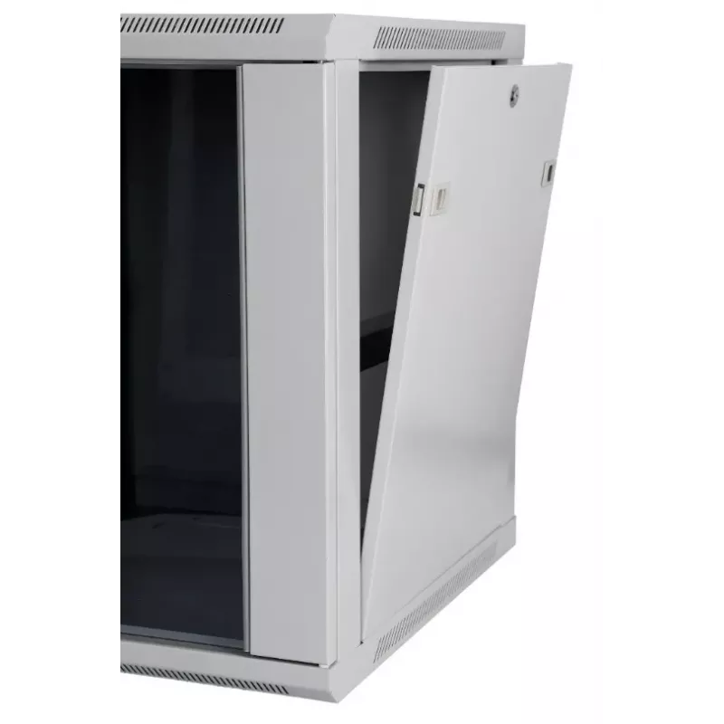 Network wall cabinet SOMI Networks 22U 19 inch with 45 cm depth, front glass door, gray