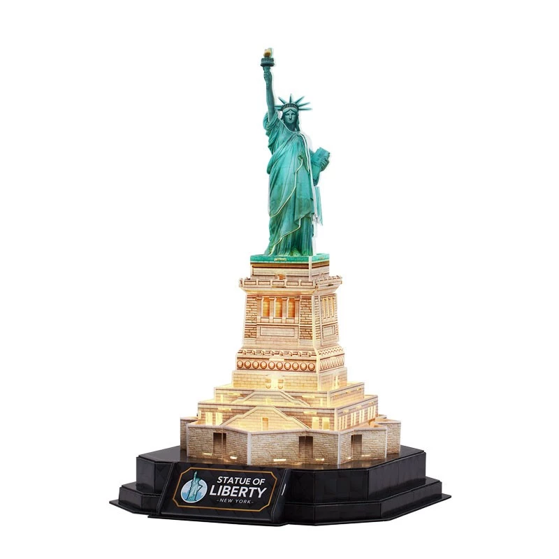 3D Puzzle CubicFun 306-L536H LED Statue of Liberty Night Edition — model kit with LED lighting