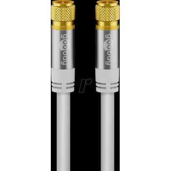 Goobay SAT Antenna Cable (135 dB Type), 4x Shielded, 3 m, White - Gold-Plated, F-Plug > F-Plug (70606)