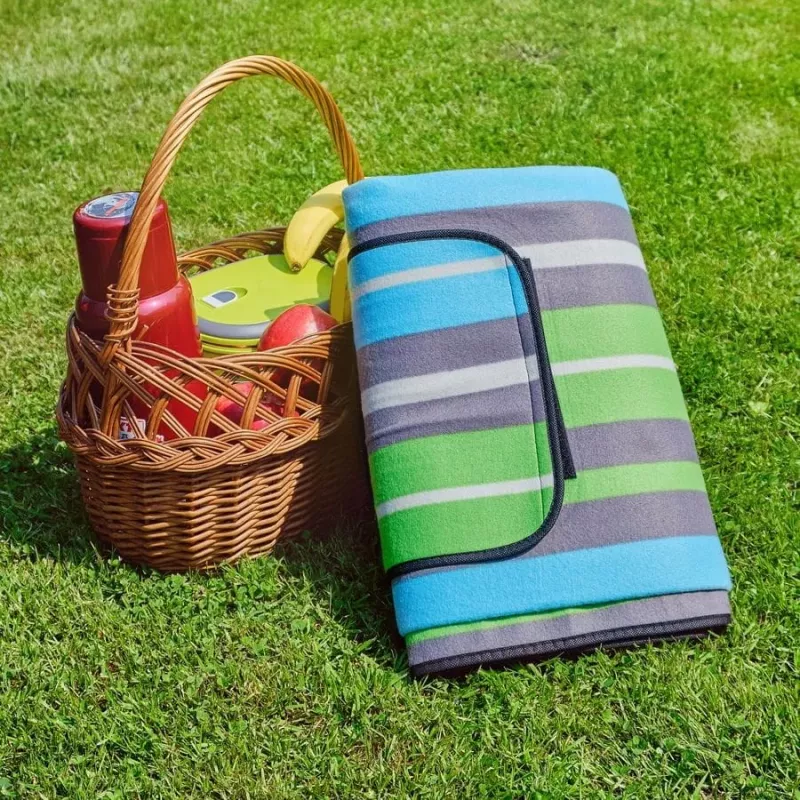 Picnic blanket PROMIS KP200PZ, green stripes, 200 x 150 cm