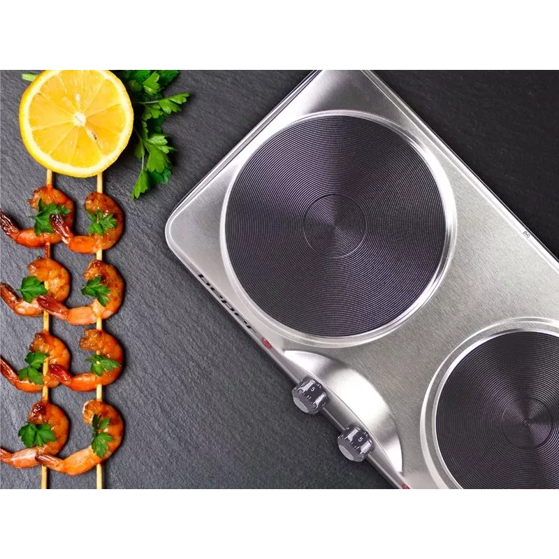 Beper 90.825 Stainless Steel Cooking Surface, 2 Zones, Manual Control