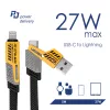 Akyga AK-USB-57 4-in-1 Braided Cable USB-A/USB-C to USB-C/Lightning, USB 2.0, 65 W, 1 m, Grey