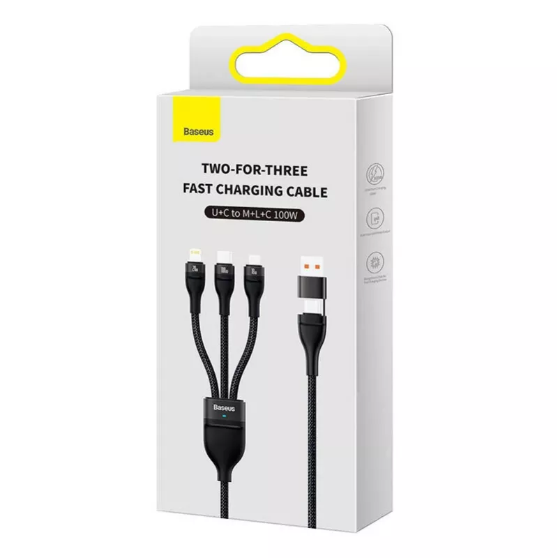 USB Cable Baseus CASS030101 1.2m USB A/USB C USB C/Micro-USB B/Lightning Black