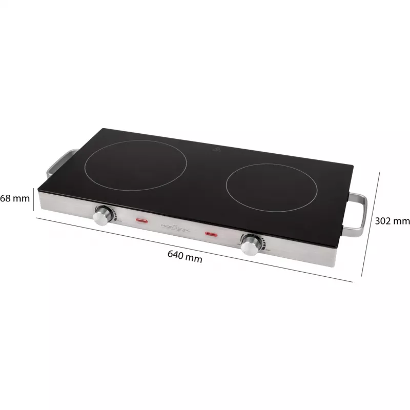 Ceramic Hob ProfiCook PC-DKP 1211, 2 cooking zones, glass-ceramic surface, rotary control