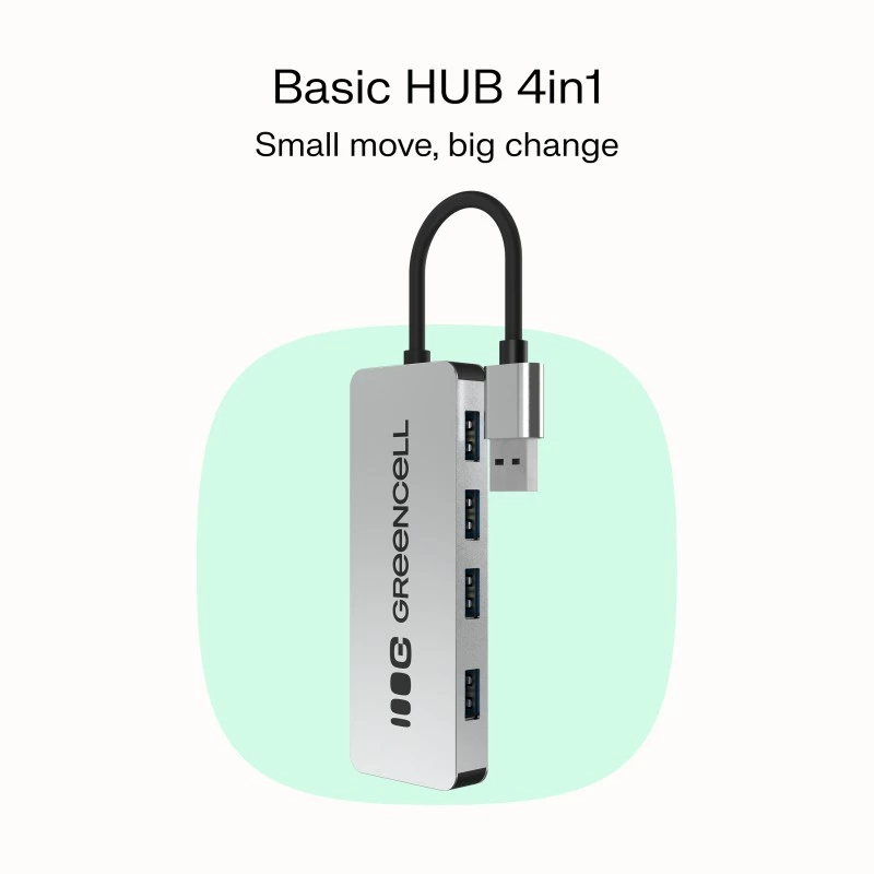 USB hub Green Cell HUB-GC-A4A — 4-port USB-A 3.0 hub