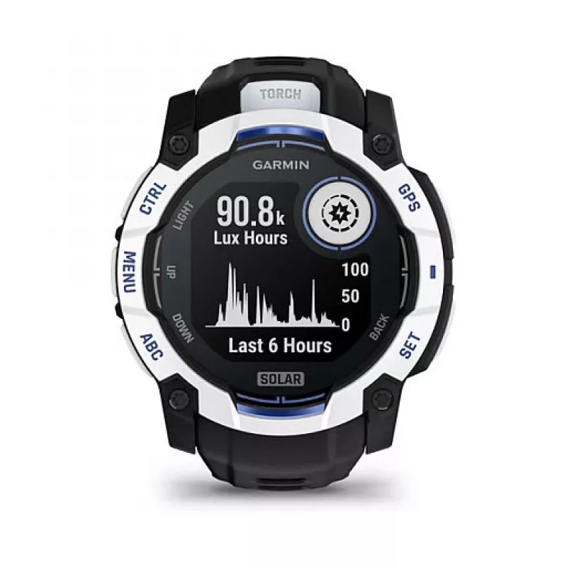 Smartwatch GARMIN Instinct 3.05 cm (1.2 inch) AMOLED 45 mm 390x390 px Touchscreen Black White GPS 4 GB 53 g Silicone band