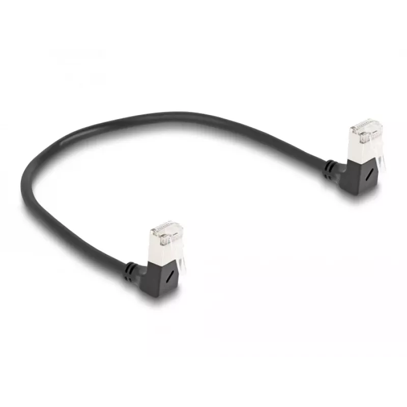 DeLOCK RJ45 Network Cable Cat.6A S/FTP Slim 90° downwards 0.25 m black