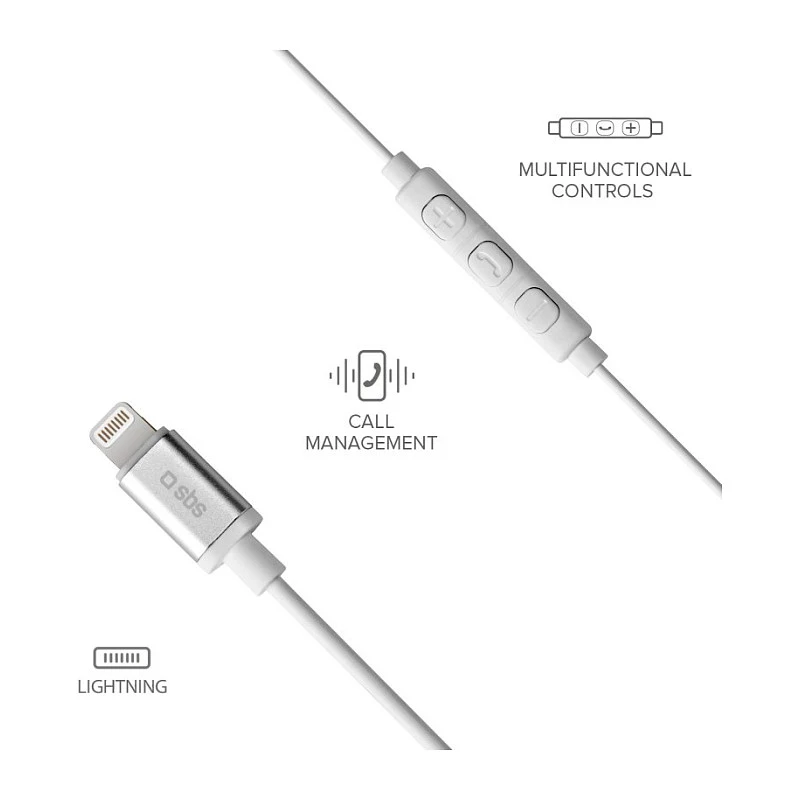 SBS TEINEARLIGHTW - Headphones - In-Ear - Anrufe & Musik - White - Knopf - Buttons