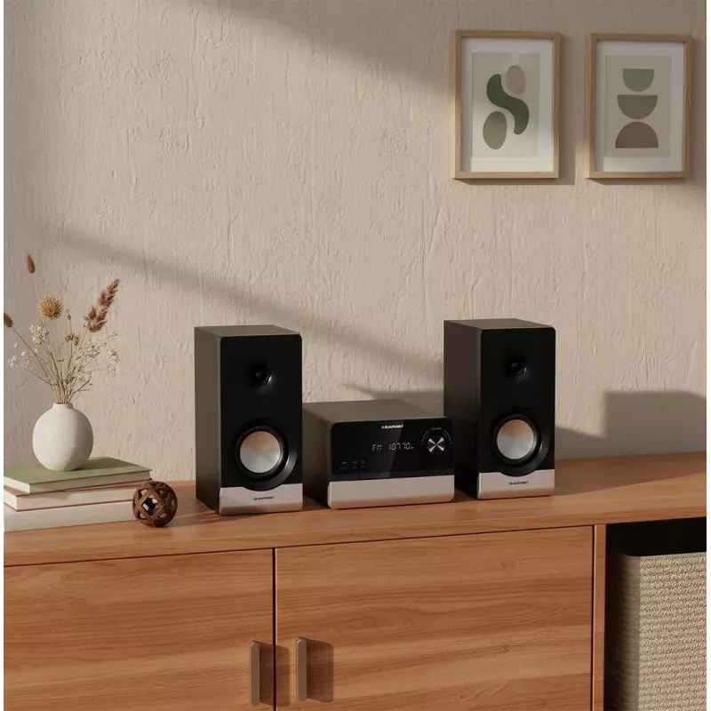 Home audio micro system BLAUPUNKT MS40.2BT — 2×50 W RMS, Bluetooth, CD, USB, HDMI ARC, optical in, LED display (black)