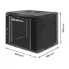 Qoltec 54466 9U 19 inch Open Frame Rack Cabinet, 60 kg Load Capacity, Black