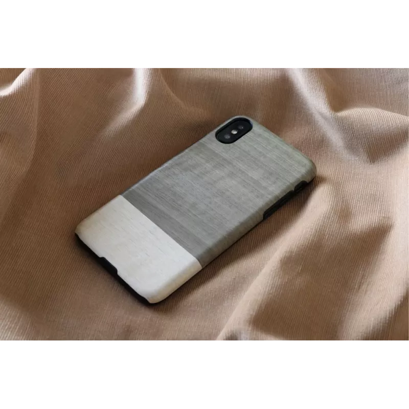 Smartphone case man and wood for iPhone X/XS — black, protective hard back cover