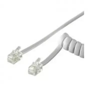 Wentronic Goobay Telephone Handset-Coiled Cable CCA (copper-clad aluminium), White, 2 m - RJ10-Plug (4P4C) to RJ10-Plug (4P4C) (50246)