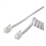 Wentronic Goobay Telephone Handset-Coiled Cable CCA (copper-clad aluminium), White, 2 m - RJ10-Plug (4P4C) to RJ10-Plug (4P4C) (50246)