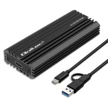 External SSD enclosure QOLTEC NV2270 for M.2 SATA/NVMe drives, USB-C, up to 2 TB