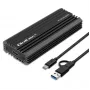 External SSD enclosure QOLTEC NV2270 for M.2 SATA/NVMe drives, USB-C, up to 2 TB