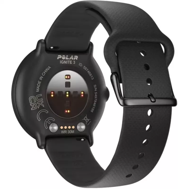 Polar Ignite 3 - Sports Watch with Band - Silicone - Band Size: S/L - Display 3.3 cm (1.28) - 32MB - Bluetooth - 35 g - Night Black (900106234)