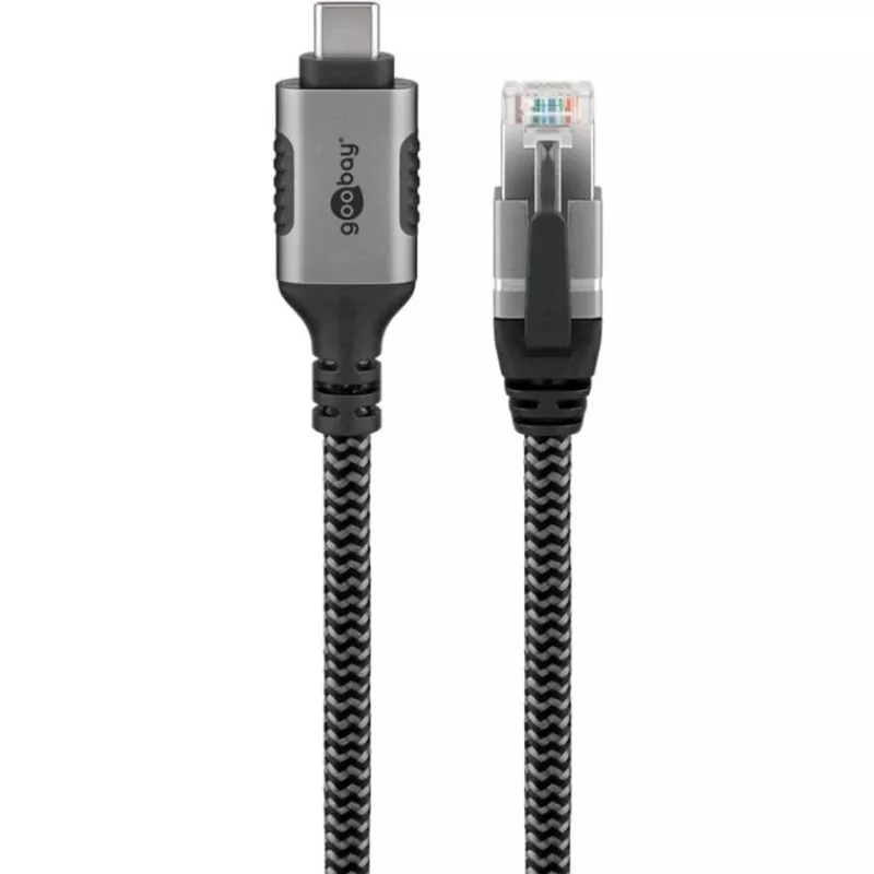 Goobay 70753 USB-C to RJ45 Ethernet CAT 6 Cable for Stable Wired Internet Connection with Router/Modem/Network Switch/Replaces USB to RJ45 Adapter / 1