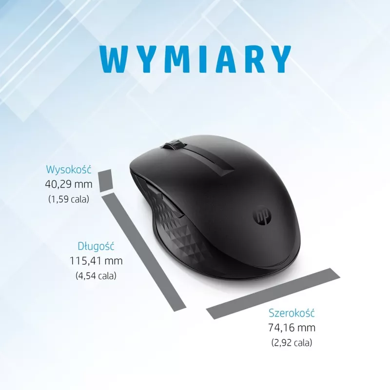 HP 435 Multi-Device Wireless Mouse, Ambidextrous, RF Wireless + Bluetooth, 4000 DPI, Black