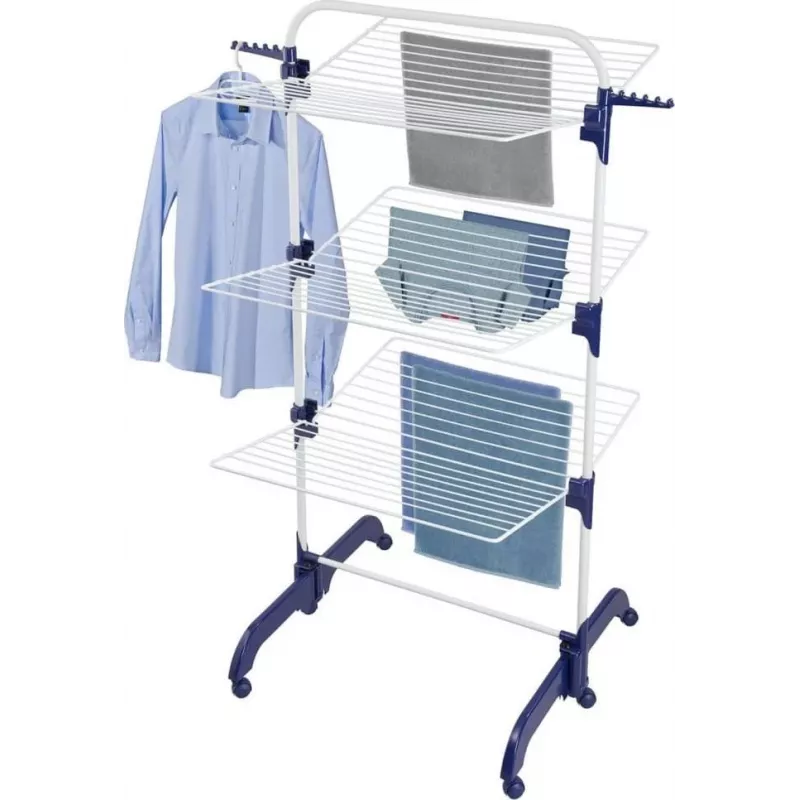 Clothes horse Leifheit Pegasus 1081529, foldable metal/plastic dryer, drying space 42 m, wheels, hanger brackets, 76.5×700×1450 mm