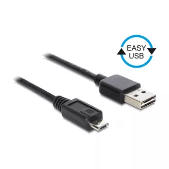 DELOCK Cable EASY-USB 2.0 Type-A Plug > USB 2.0 Type Micro-B Plug 50 cm black