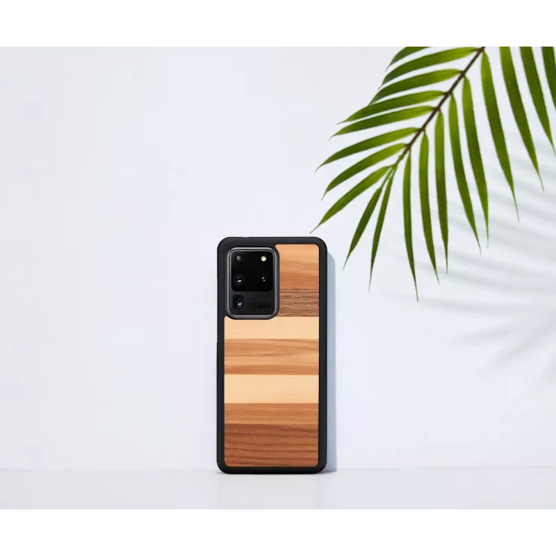 Protective phone case man and wood Galaxy S20 Ultra — black wood finish