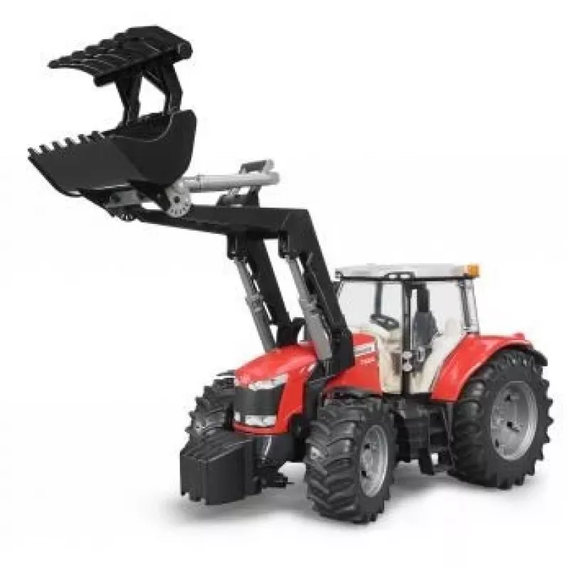 Toy tractor BRUDER Massey Ferguson 7624 with frontloader, red, for ages 3+