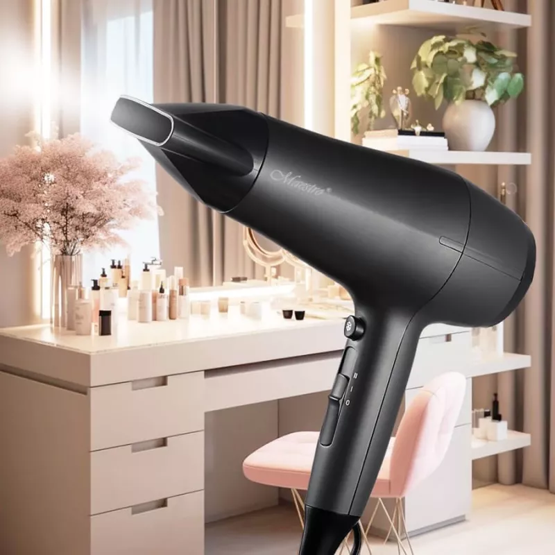 Hair dryer Maestro MR-217 2200 W, DC motor, 2 speeds, cool shot, concentrator nozzle, black graphite