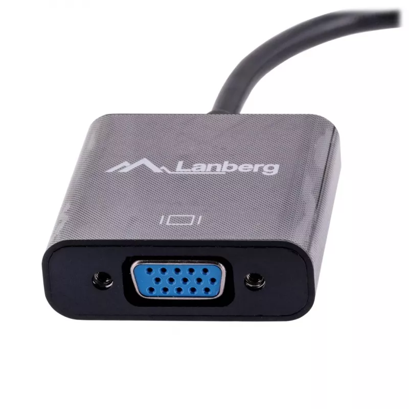 VGA (D-Sub) to Mini DisplayPort adapter cable LANBERG AD-0006-BK, 0.2 m, DisplayPort 1.2, 1920×1200@60Hz, female MiniDP, black