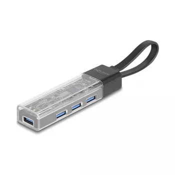 DELOCK USB 3.2 Gen 1 (3.1 Gen 1) 4-port Hub with Type-A + Type-C Host (5000 Mbit/s) Black/Transparent