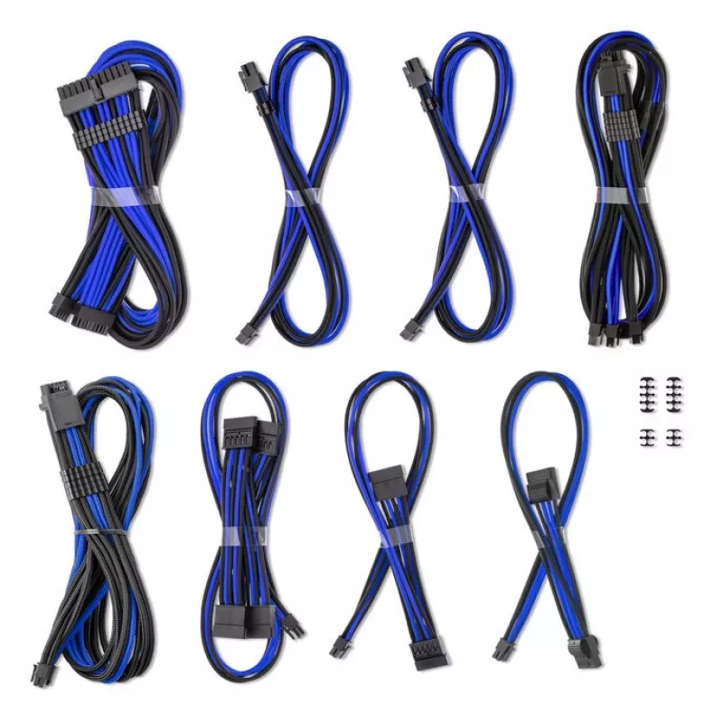 CableMod Dual Set 12V 2x6-pin for Corsair RMi/RMx – custom sleeved power cable kit, blue