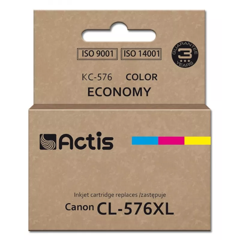 Compatible ACTIS cartridge KC-576 for Canon printers — Blue, Red, Yellow, 15 ml, Standard Yield