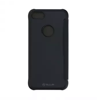 Phone wallet case Tellur for iPhone 8 — synthetic leather, black, with mirror