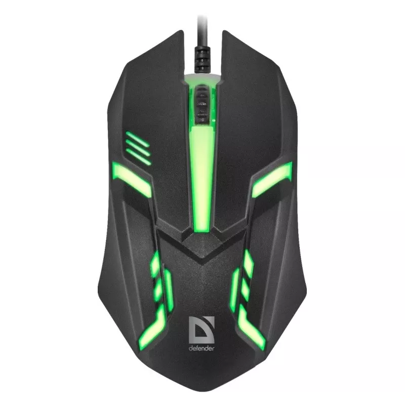 Wired optical mouse DEFENDER CYBER MB-560L — ambidextrous, 1200 DPI, USB Type-A, 2 buttons, black