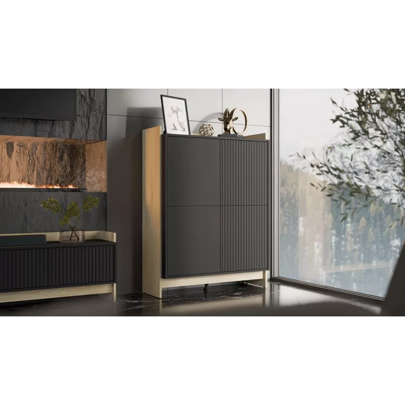 Cama PORTO chest of drawers 100x38x130 oak/black