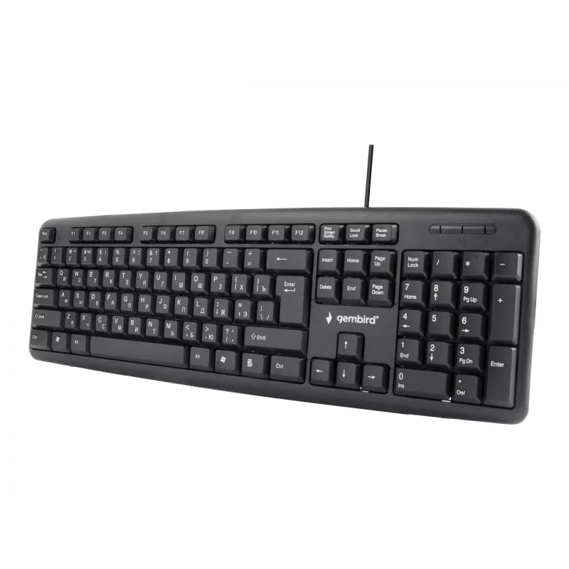 Keyboard Gembird KB-U-103-RU Office USB QWERTY English Russian Black