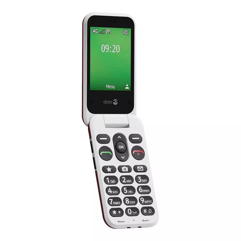 Feature phone Doro Leva E22 clamshell, 2.8 inch (7.11 cm) display, Single SIM, 0.3 MP camera, 1150 mAh, 127.8 g, Red/White