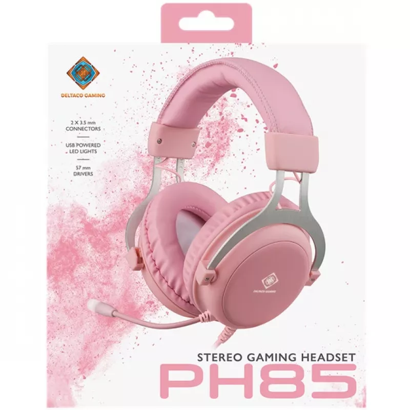 Deltaco GAM-030-P Headphones and Headset Wired Headband Gaming USB Type-A Pink (GAM-030-P)