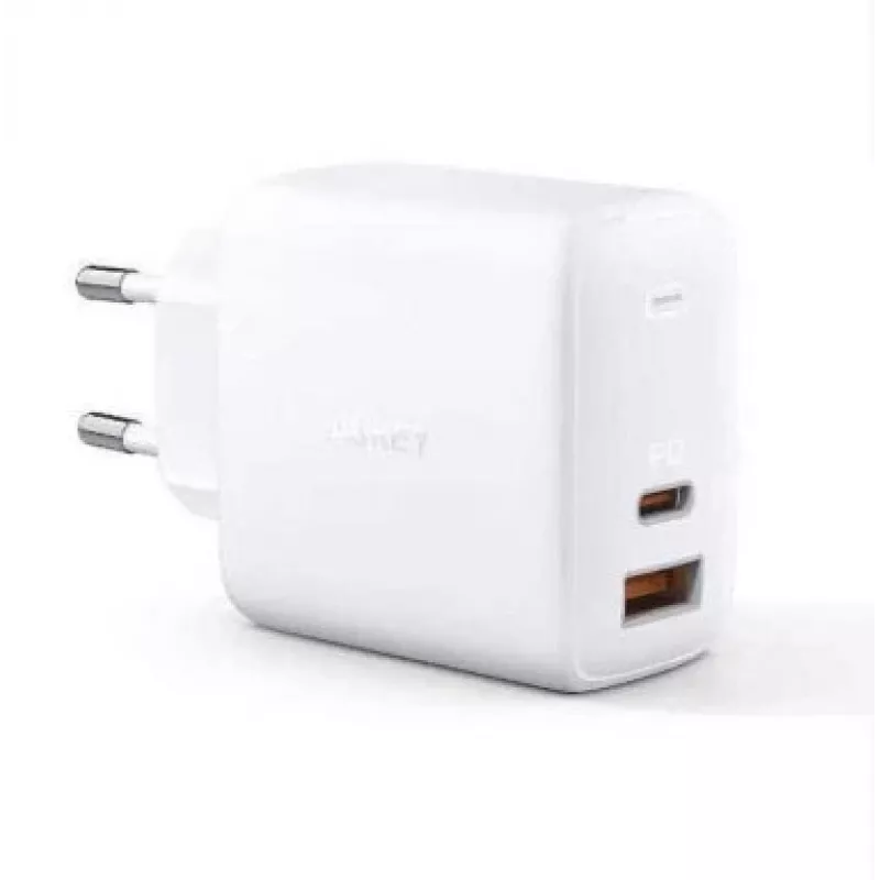 Wall Charger Aukey PA-B3 White GaN 65W USB-C / USB-A fast charger