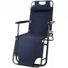 Folding Garden Recliner with Cushion Black Forest, Navy Blue