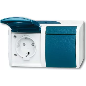 BUSCH JAEGER 20/2 EBW-53 - CEE 7/3 - 2P+E - Blue - White - IP44 - 250 V - 16 A