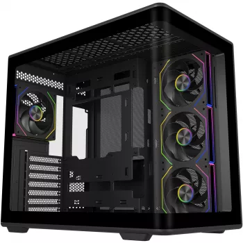 Elite 600 ARGB , Tower-Enclosure black, Tempered Glass x 2