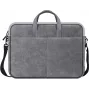 Toploader bag DEFENDER Solid for 15.6 inch laptops, polyurethane, grey, carry handle, removable shoulder strap